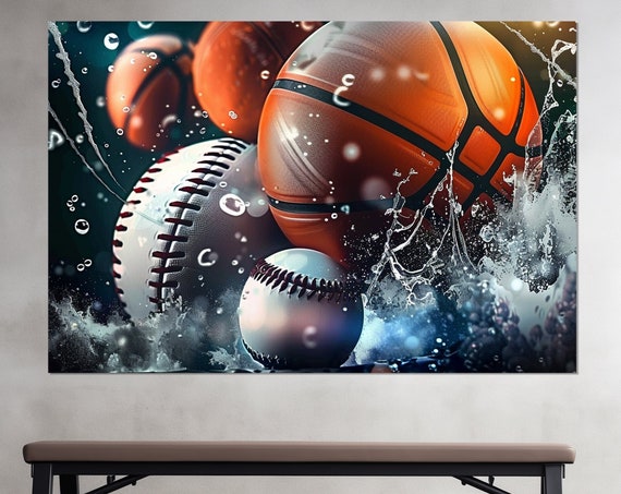 Abstract Sports Wall Art Baseball Balls Print Sports Fan Gift Sports Wall Decor Man Cave Decor Framed And Ready To Hang