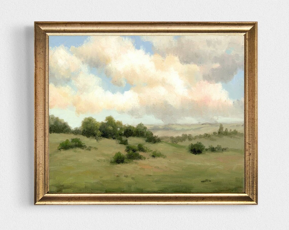 Oil Painting Landscape, Modern Farmhouse Art Print
