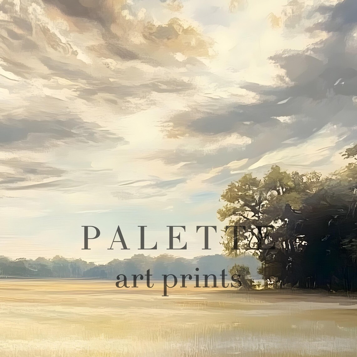 Dramatic Sunlit Clouds Over a Golden Meadow Landscape Wall Art - Image 2