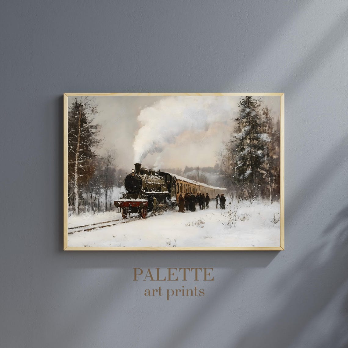 Vintage Steam Train Snowy Station Nostalgic Winter Railway Print - Image 3