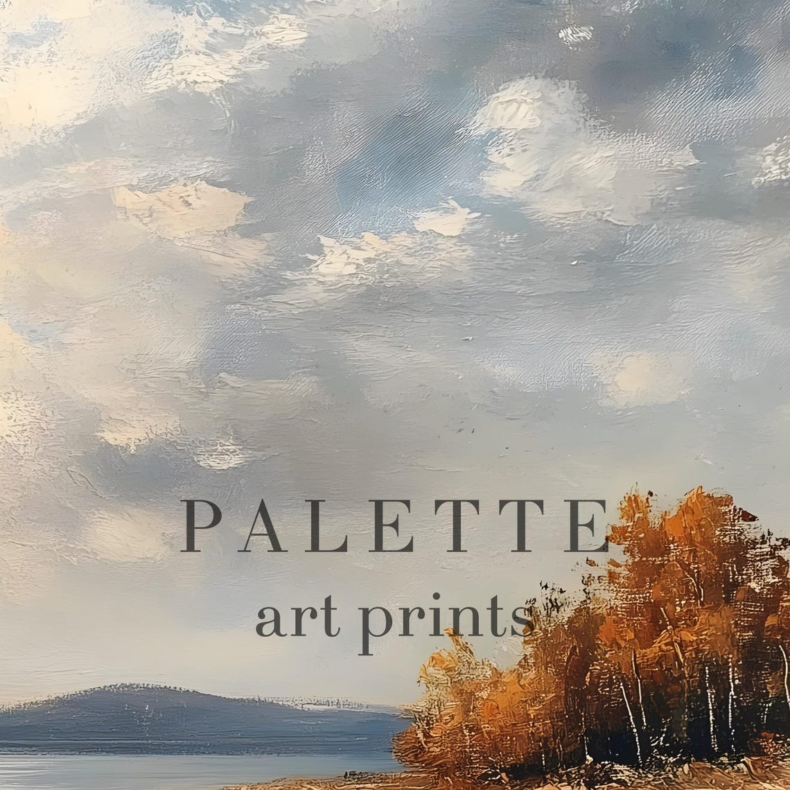 Golden Wheat Field by the Lake Autumn Trees Landscape Painting Poster - Image 2
