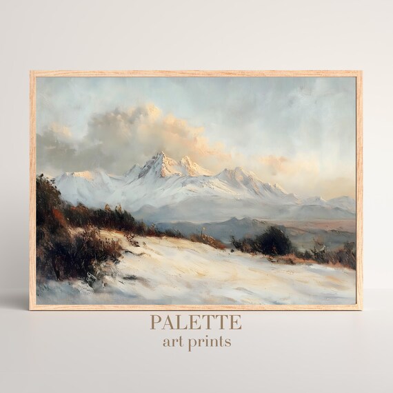 Snowy Alpine Mountains At Dawn Soft Pink Morning Light Poster