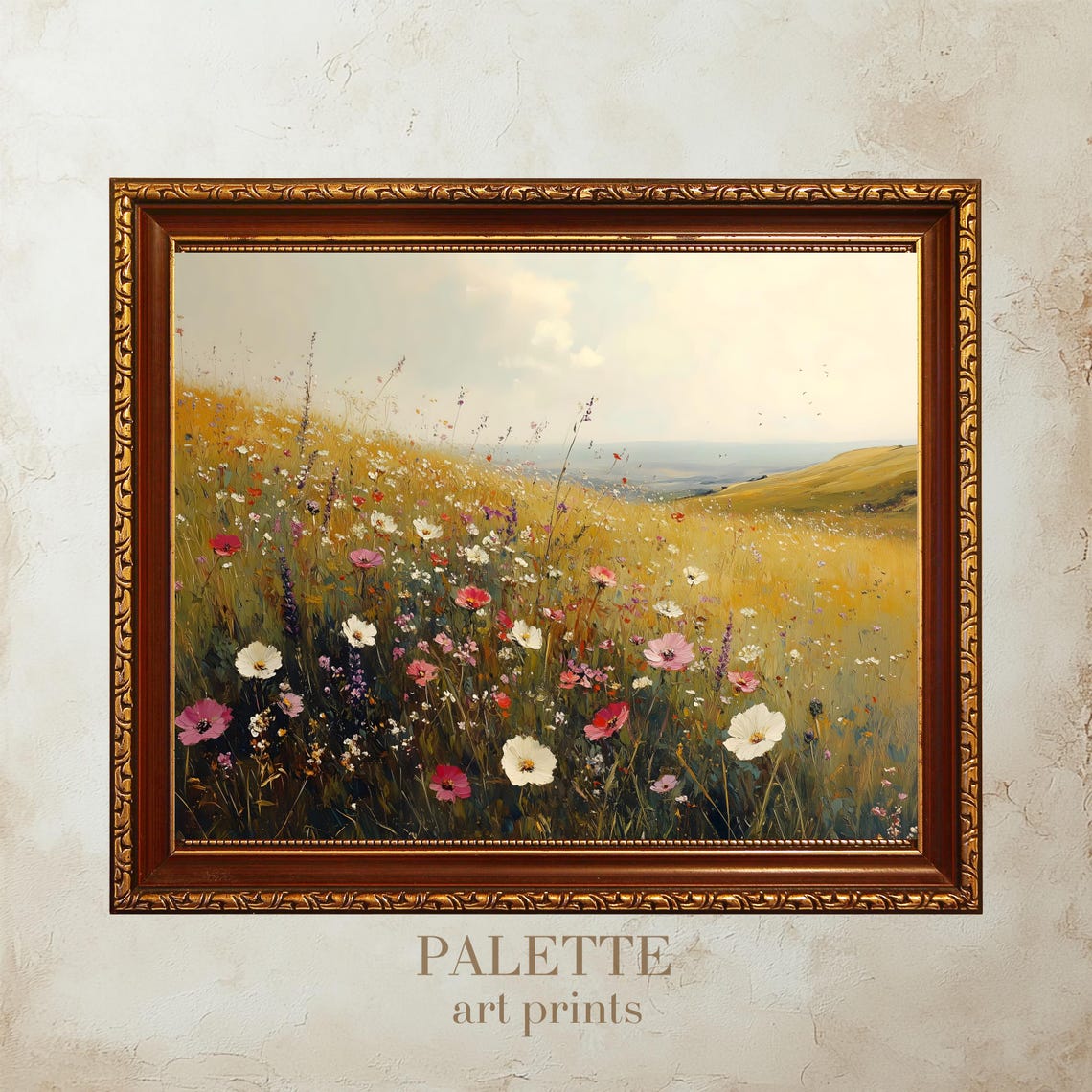 Blooming Wildflower Meadow In Golden Afternoon Light Floral Poster