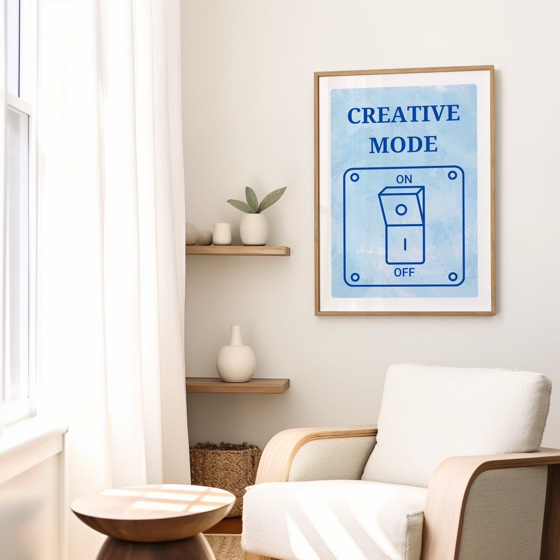 Creative Mode On Off Light Switch Blue Studio Inspiration Quote Poster - Image 2