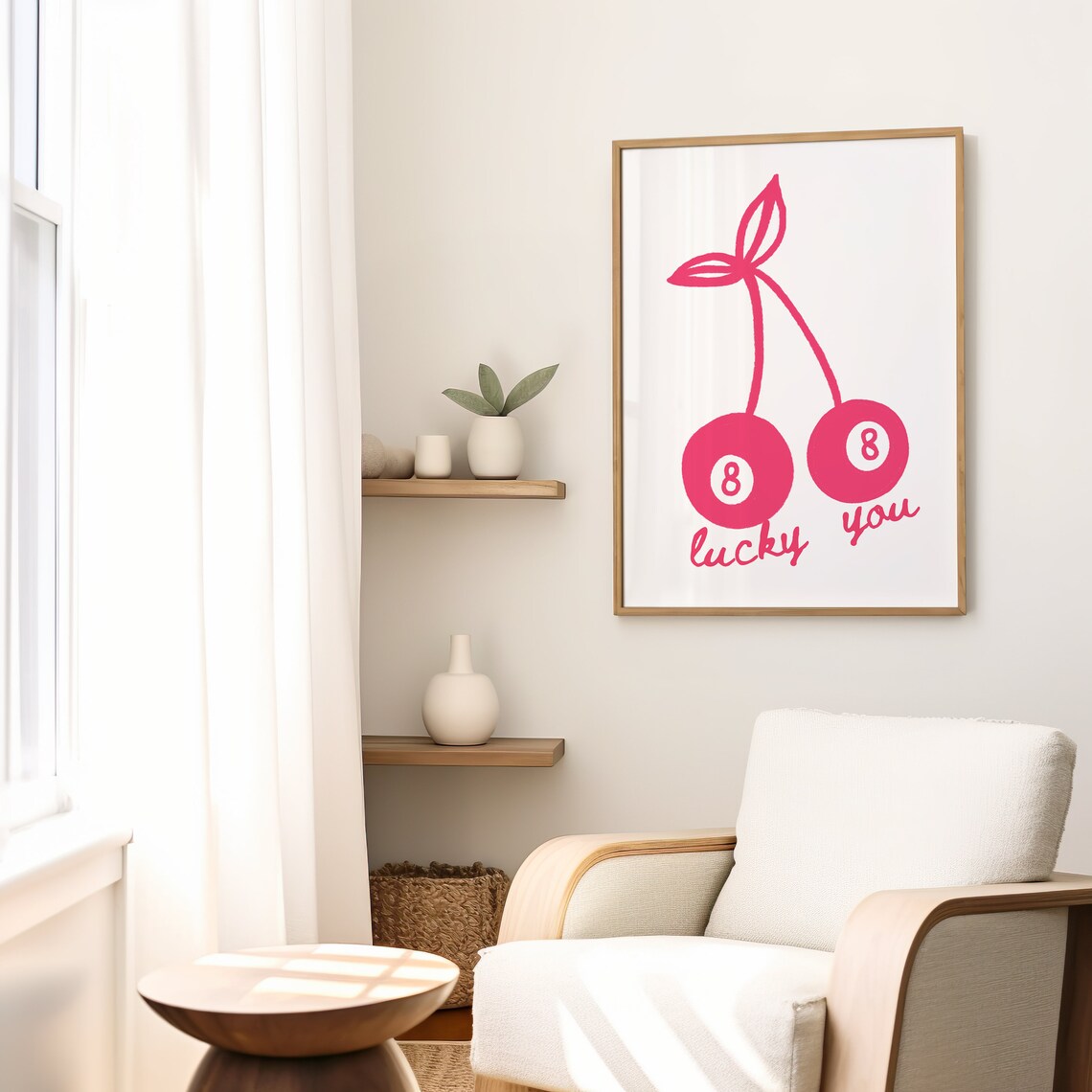 Lucky You 8 Ball Poster Retro Trendy Aesthetic Print Lucky You Wall Art Vintage Pool Ball Print Bar Cart Print 8 Ball Cherry Print - Image 2
