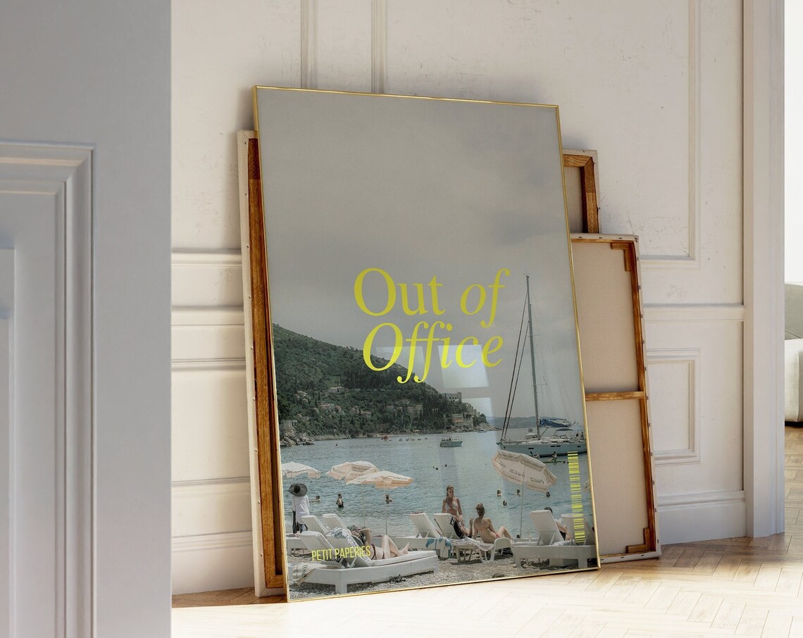 Retro Coastal Out Of Office Newspapers Art Print - Image 3