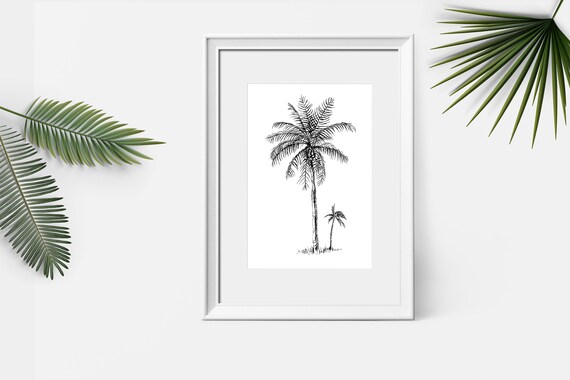 Botanical Print Art Palm Tree Art Botanical Art Palm Tree Print Wall Art Eco Friendly Black And White Prints