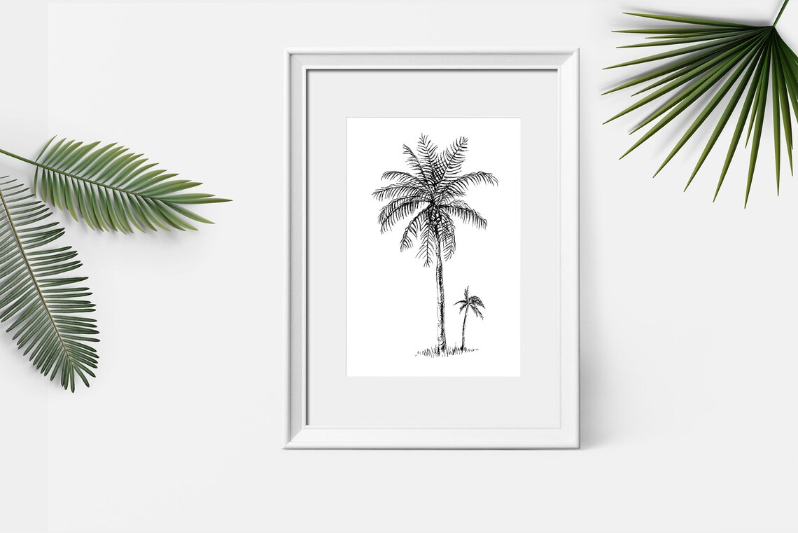 Botanical Print Art Palm Tree Art Botanical Art Palm Tree Print Wall Art Eco Friendly Black And White Prints