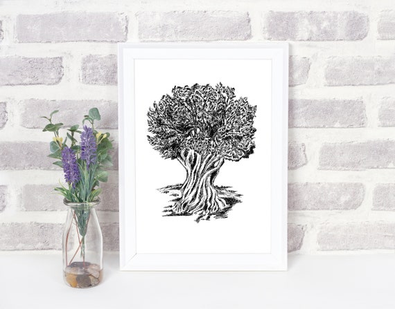 Olive Tree Paintings Tree Print Wall Art Nature Art Print Olive Branch Poster Hostess Gift