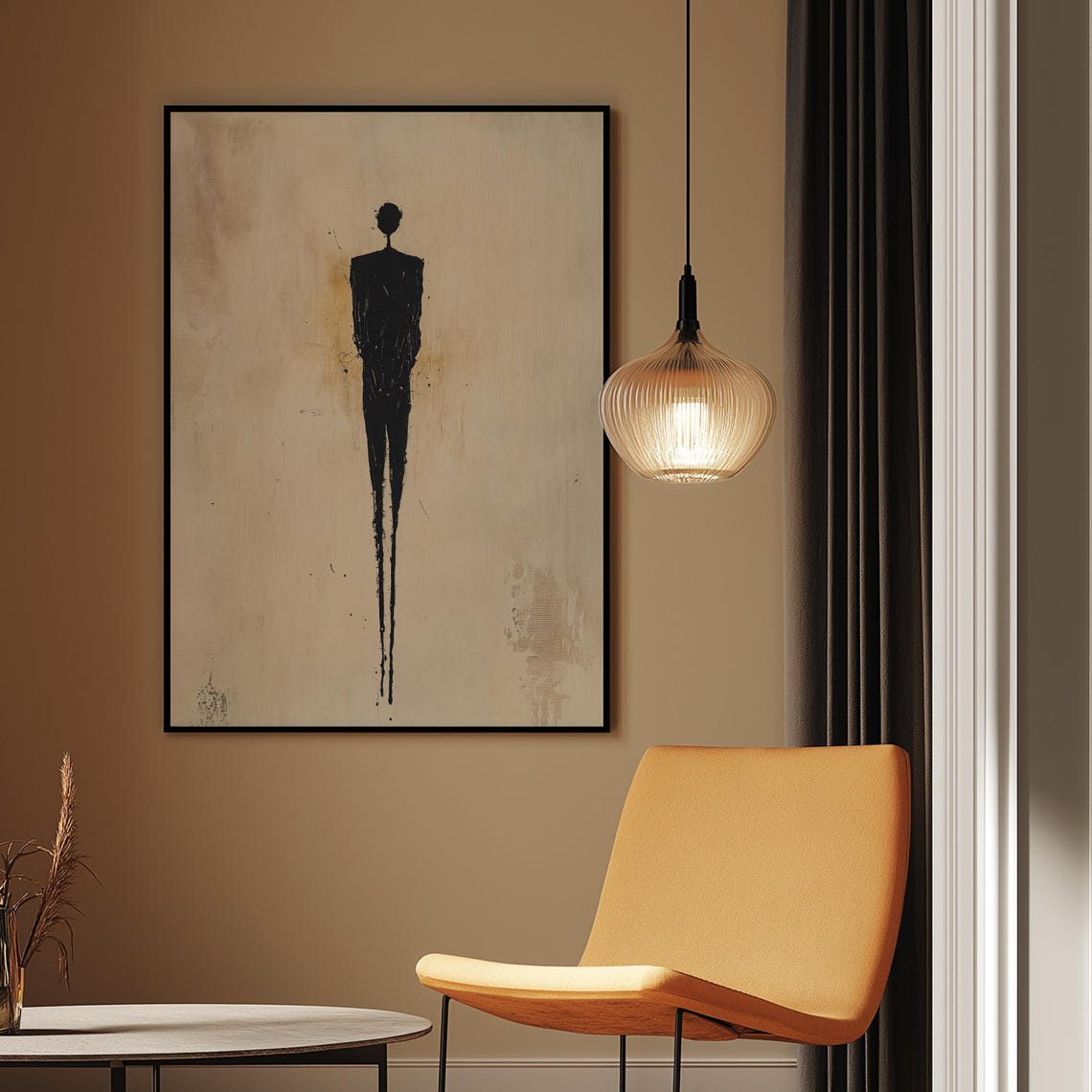 Lone Ink Figure Silhouette Minimalist Black Abstract Expression Poster - Image 5