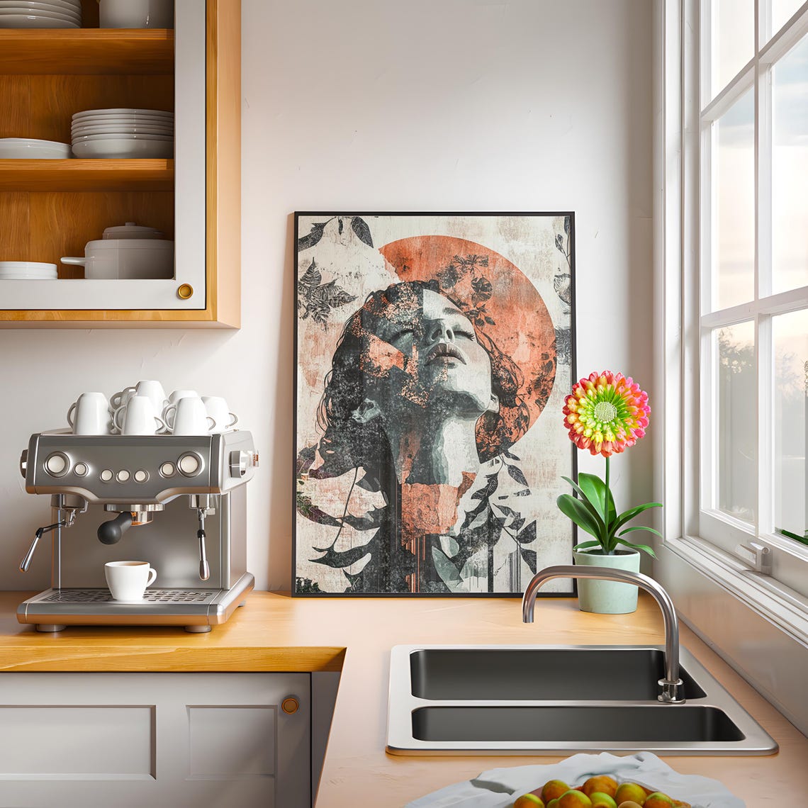 Ethereal Woman Art Print Abstract Grunge Portrait Modern Boho Wall Decor - Image 3