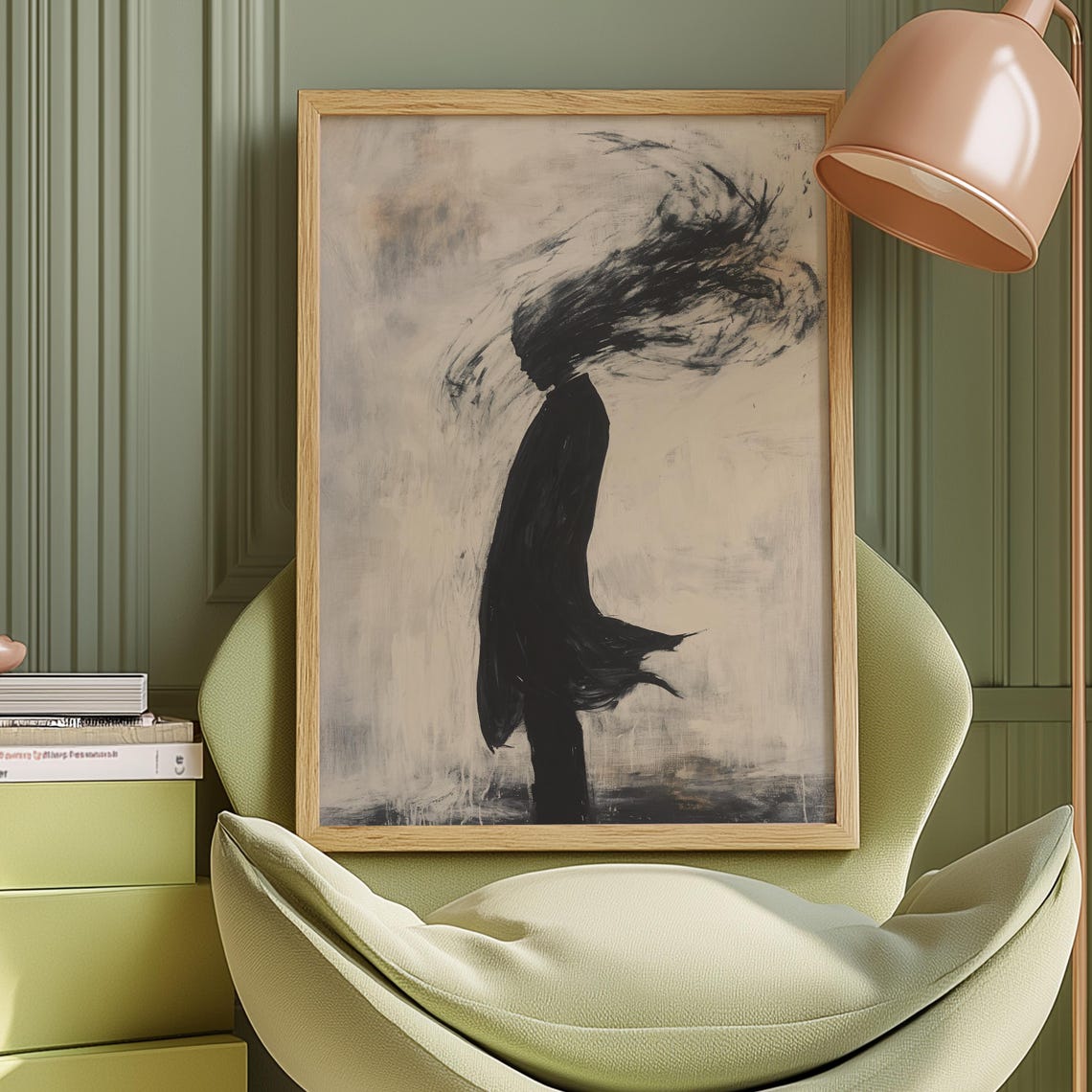 Black Ink Silhouette Dissolving Smoke Monochrome Profile Poster - Image 2