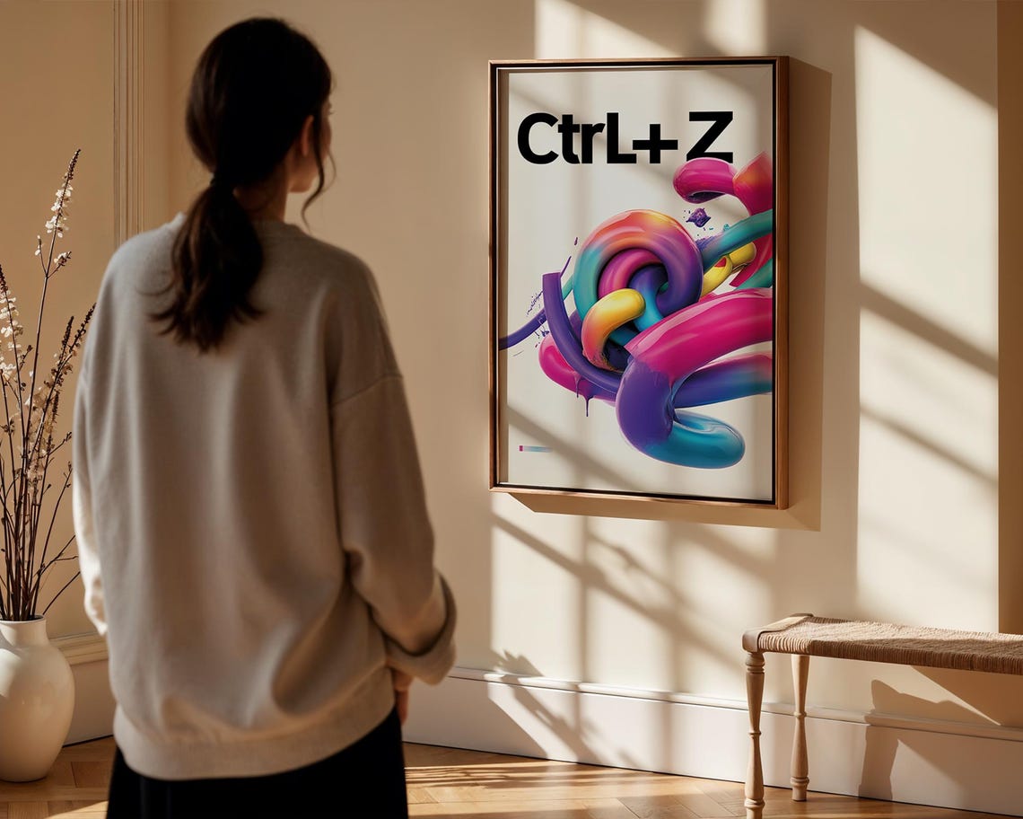 Ctrl+Z Graphic Designer Colorful Glossy 3D Abstract Tech Office Poster - Image 3