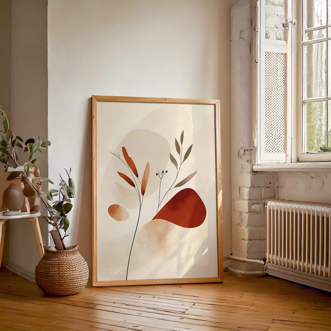Minimalist Botanical Branch Warm Earthy Nature Abstract Art Print - Image 4