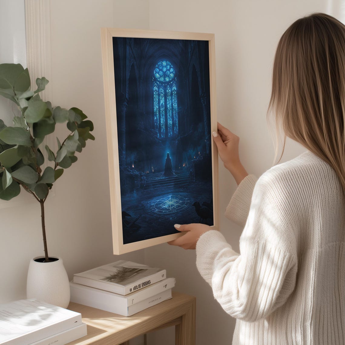 Dark Gothic Cathedral Rose Window Glowing Ritual Fantasy Poster - Image 3