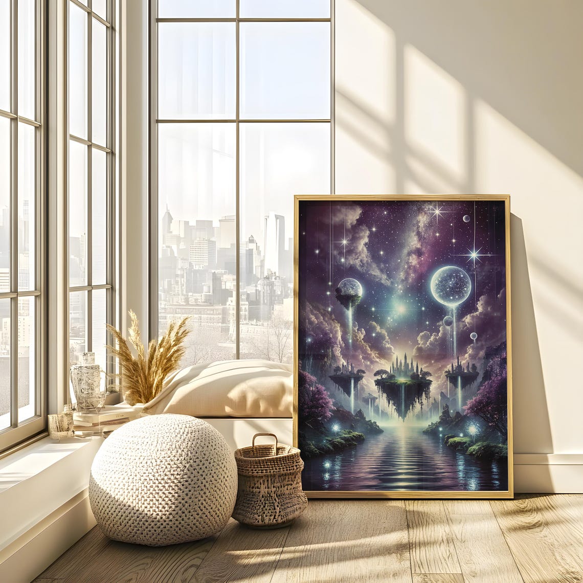 Fantasy Floating Islands Waterfalls Planets Magical Dreamscape Poster - Image 2