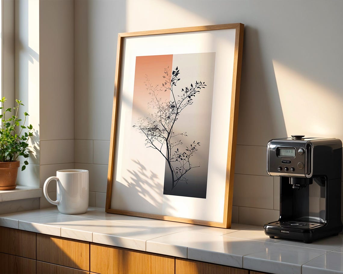 Minimalist Tree Silhouette Peach Gradient Modern Wall Poster - Image 5