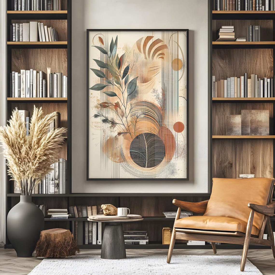 Botanical Art Deco Geometric Gold Leaf Elegant Abstract Poster - Image 4
