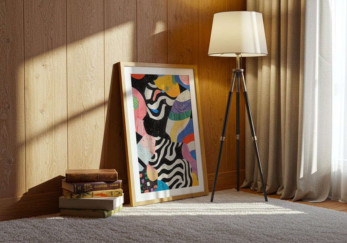 Bold Colorful Abstract Collage Pop Art Playful Shapes Poster - Image 4