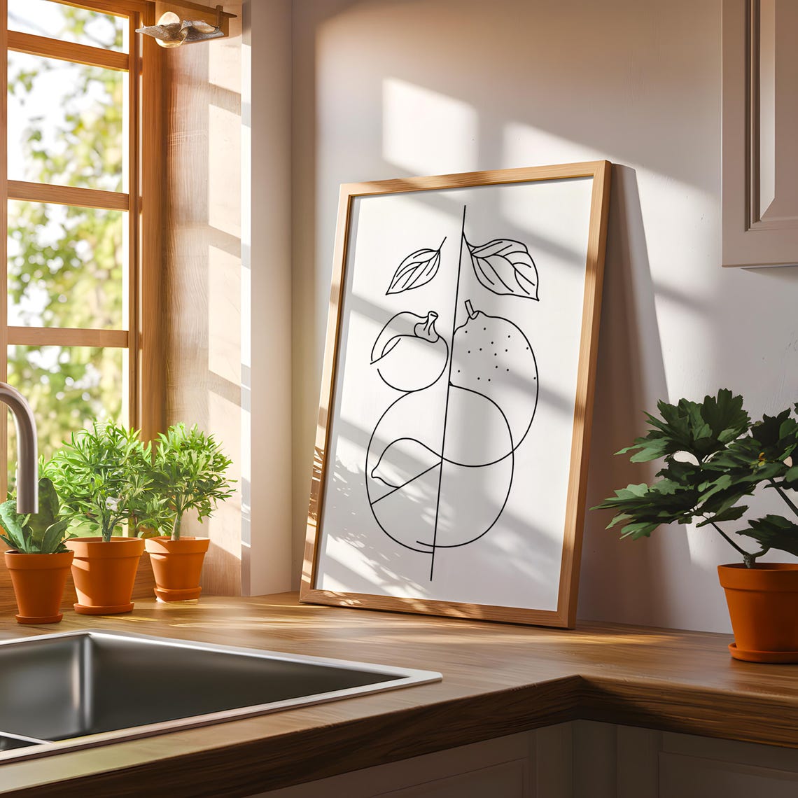 Minimalist Citrus Line Art Modern Botanical Lemon Sketch Poster - Image 2