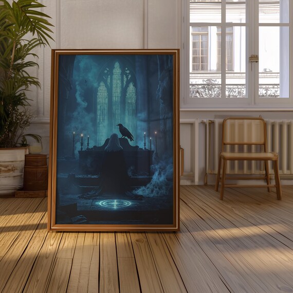 Gothic Nun Art Print Dark Cathedral Occult Wall Decor