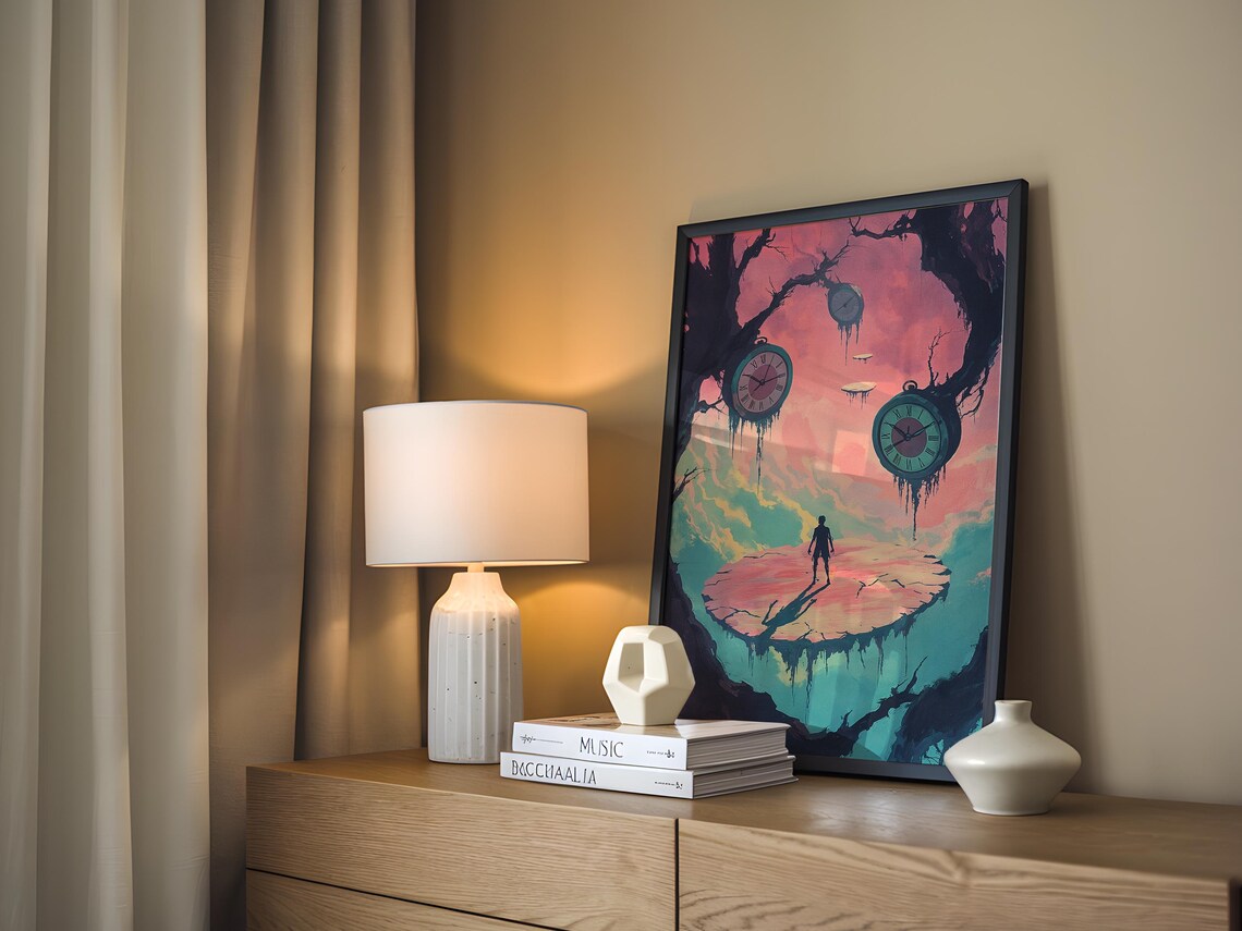 Melting Pocket Watches Floating Island Surreal Dream Art Poster - Image 3