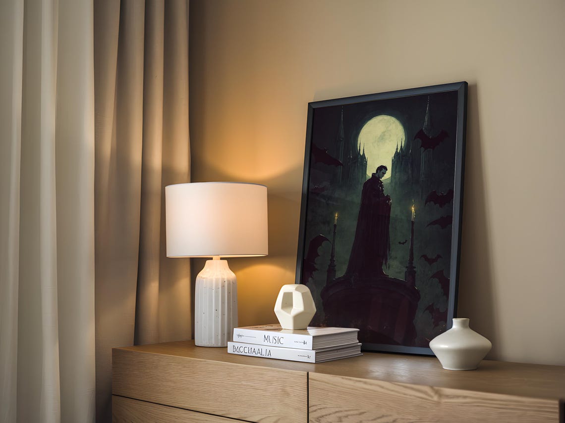 Gothic Vampire Castle Full Moon Bats Dark Fantasy Night Poster - Image 3