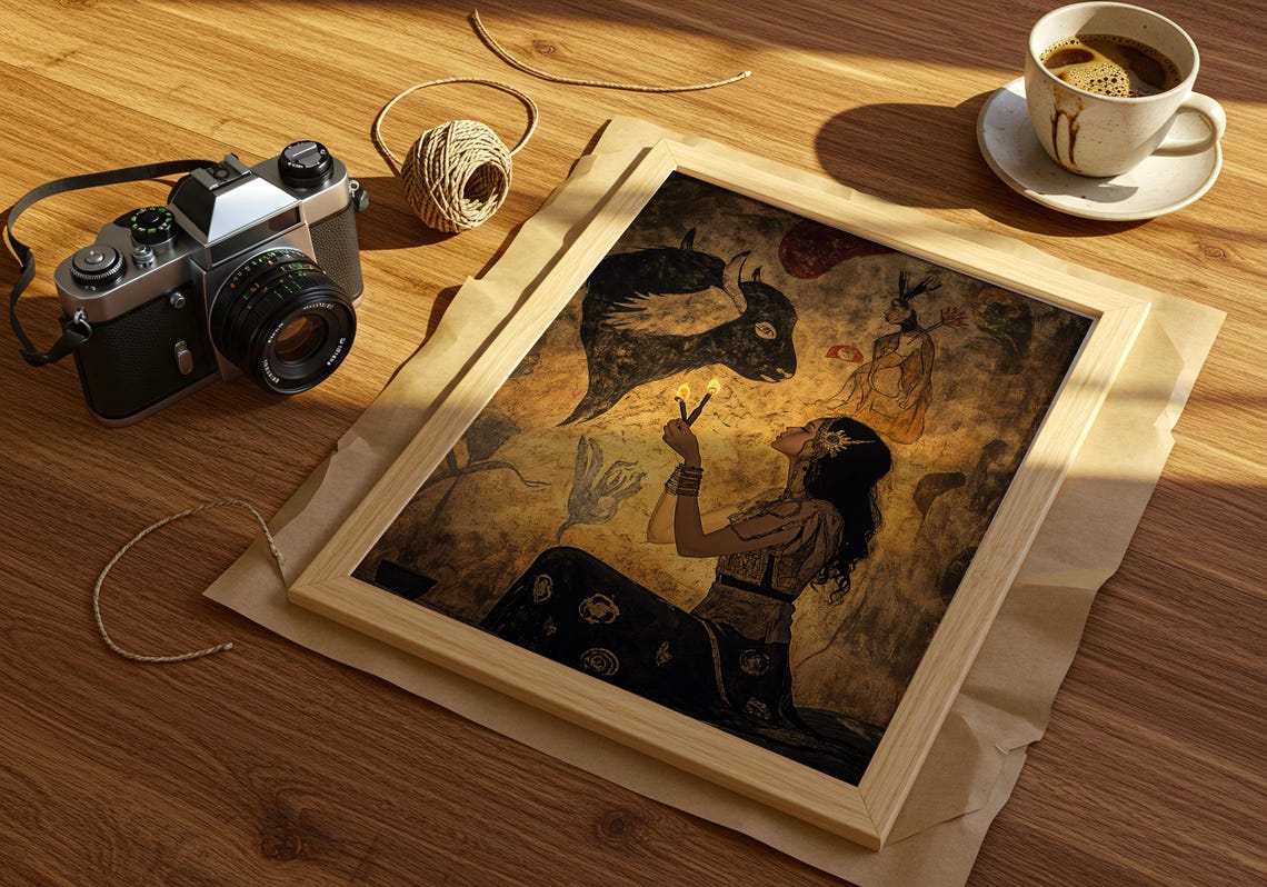 Mystical Ritual Art Print Tribal History Poster Ancient Ceremony Wall - Image 2