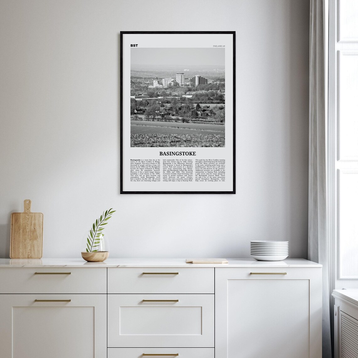 Basingstoke Map, Black And White Travel Poster - Image 2