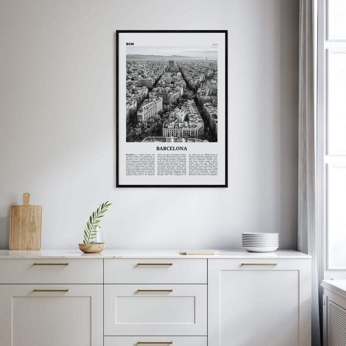 Barcelona Black and White Travel Poster, Catalonia Spain - Image 2