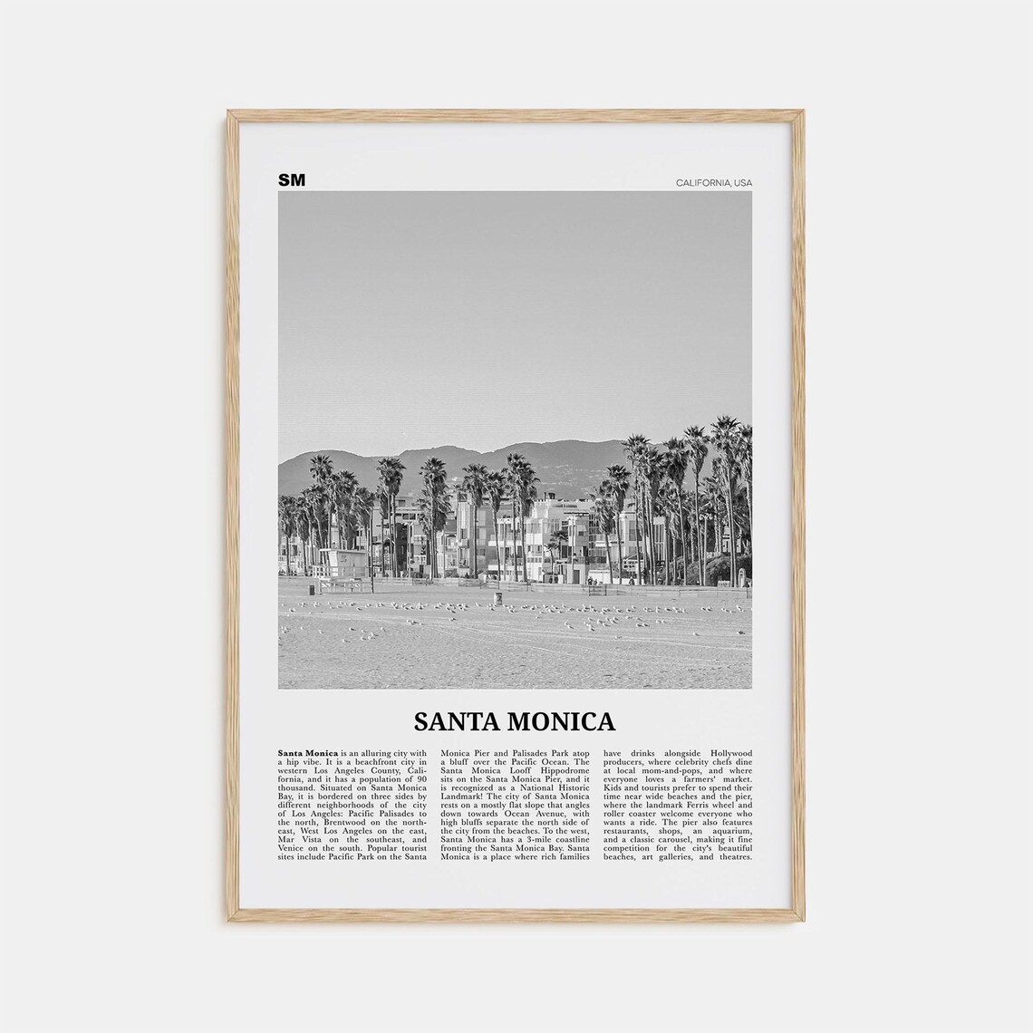Santa Monica Black and White No. 2 Poster Print