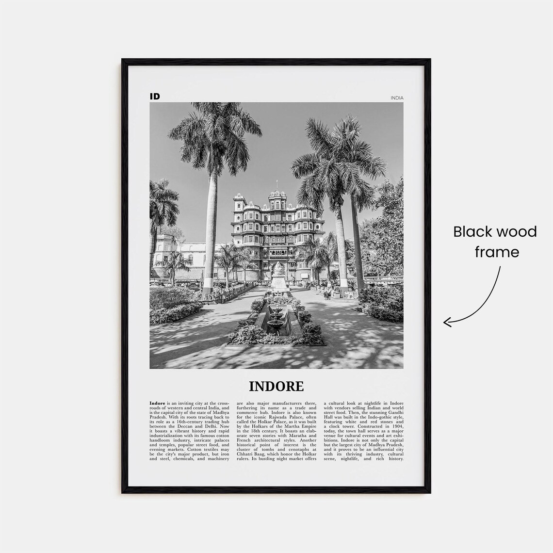 Indore Print Black And White Indore Wall Art Indore Poster Indore Photo Indore Wall Dcor Indore Map India - Image 3