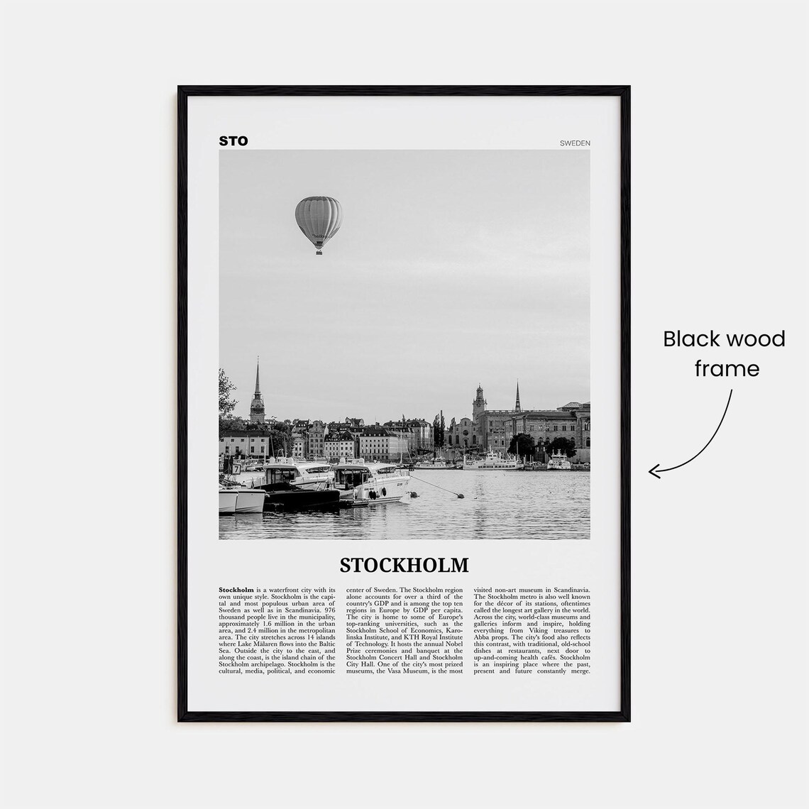 Stockholm Black And White No 2 Travel Poster - Image 3