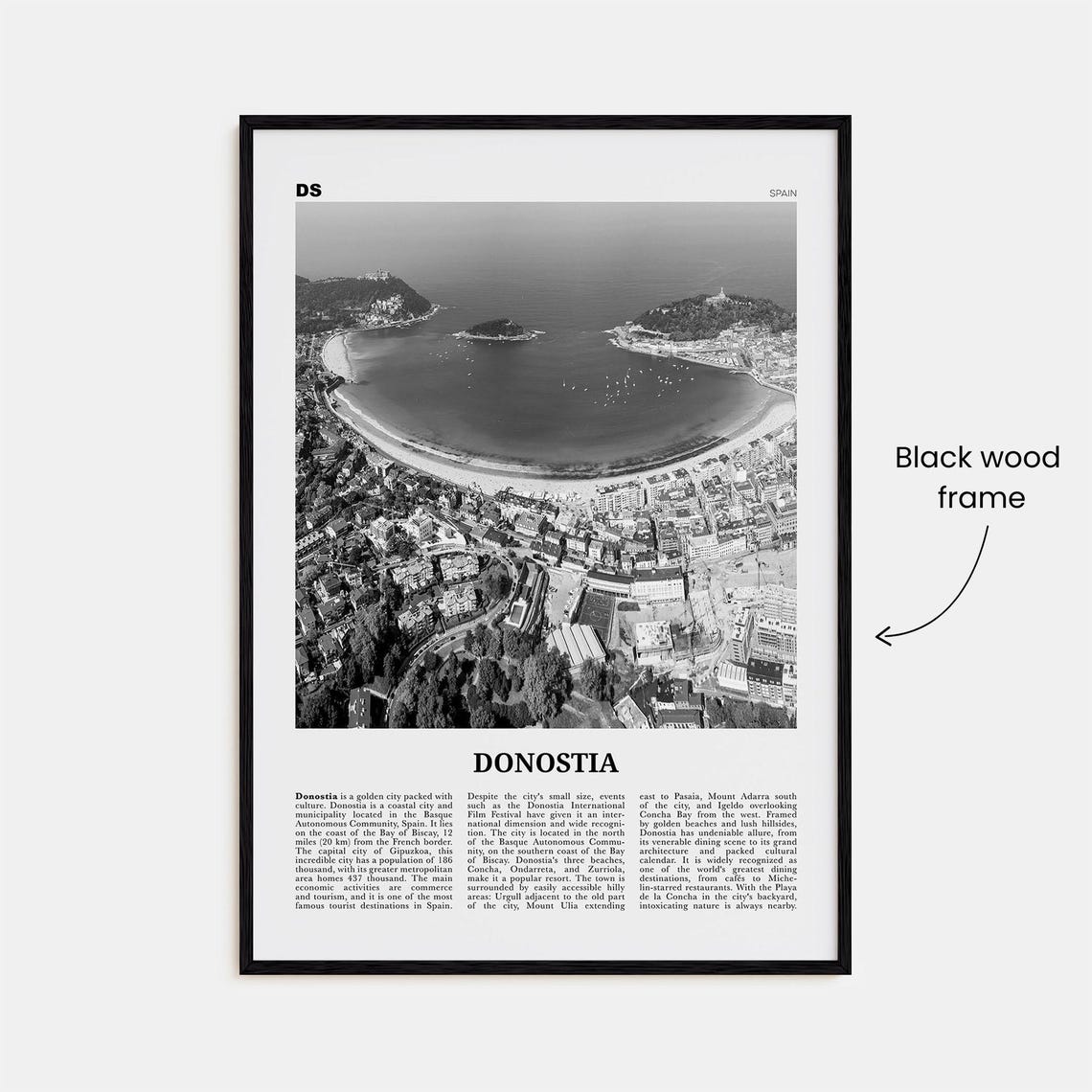 Donostia Black and White Travel Poster, San Sebastian - Image 3