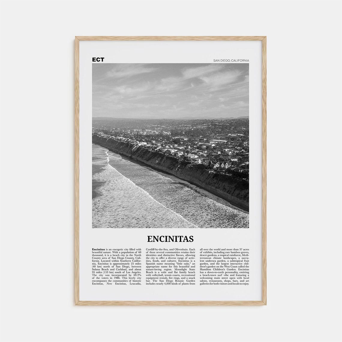 Encinitas Black and White No. 2 Travel Poster