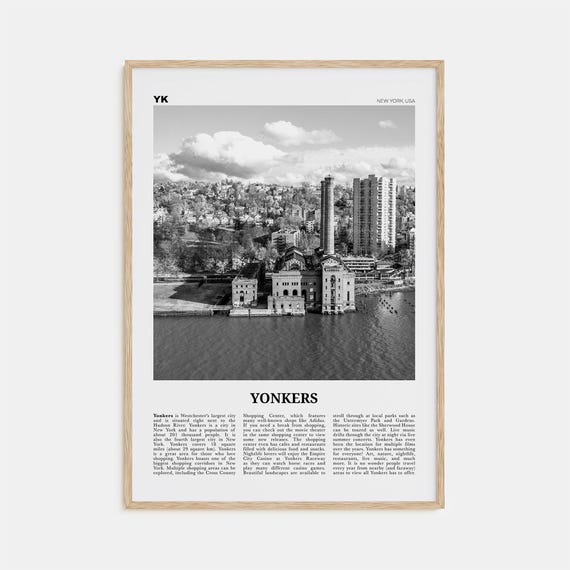 Yonkers Black and White Travel Poster, New York USA
