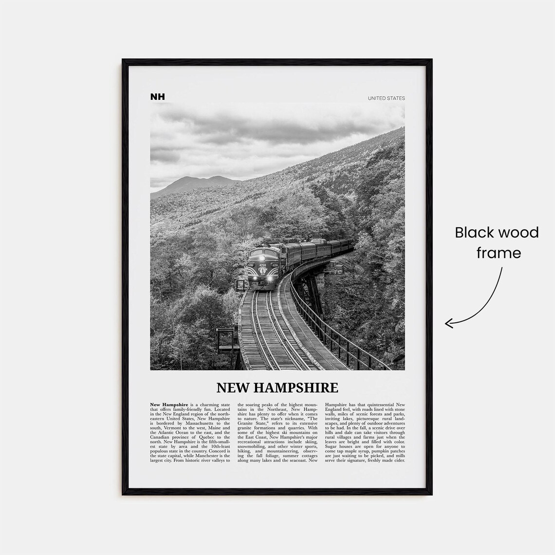 New Hampshire Black and White Travel Poster, No. 3 - Image 3