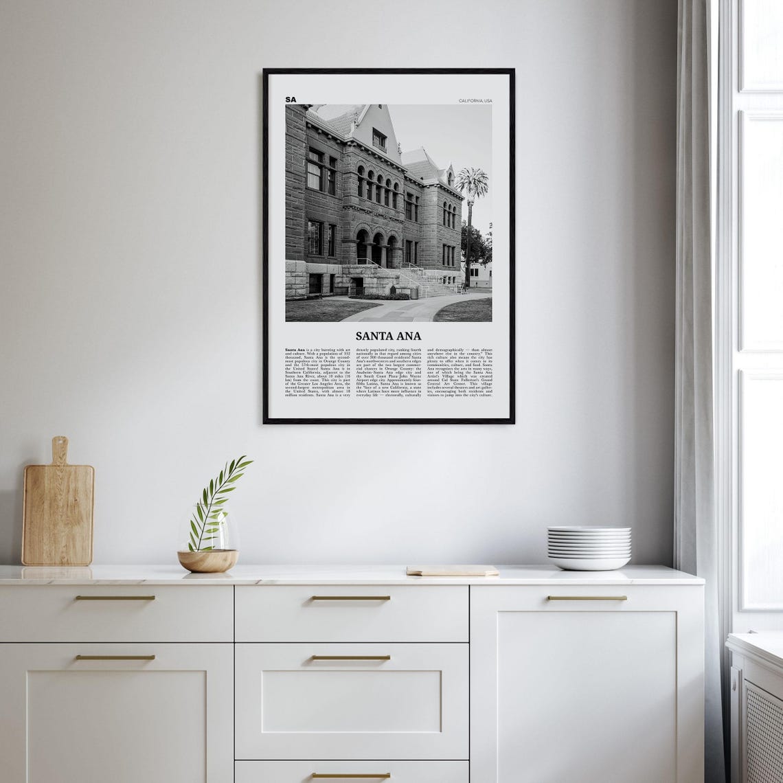 Santa Ana Print Black And White Santa Ana Wall Art Santa Ana Poster Santa Ana Photo California Usa United States North America - Image 2
