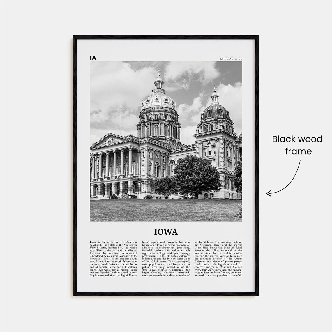 Iowa Print Black And White No 2 Iowa Wall Art Iowa Poster Iowa Photo Iowa Wall Decor Usa State Art Print Usa United States - Image 3