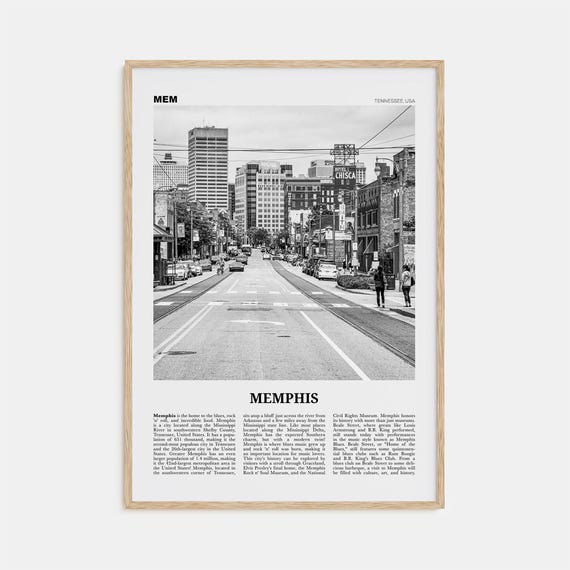Memphis Black And White Travel Poster, Tennessee