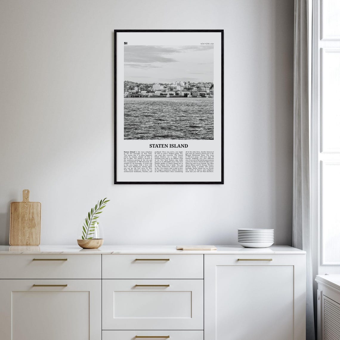 Staten Island Black And White New York Travel Poster - Image 2