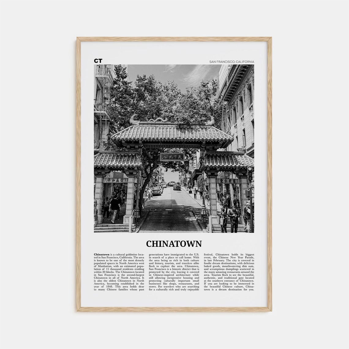 San Francisco Chinatown Black and White Poster Print