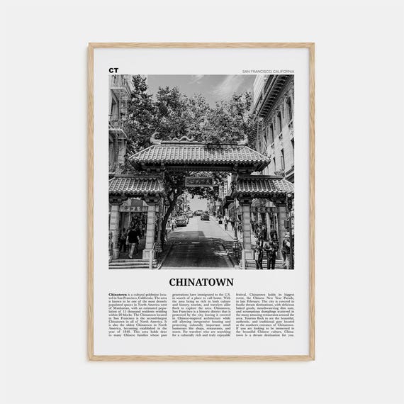 San Francisco Chinatown Black and White Poster Print