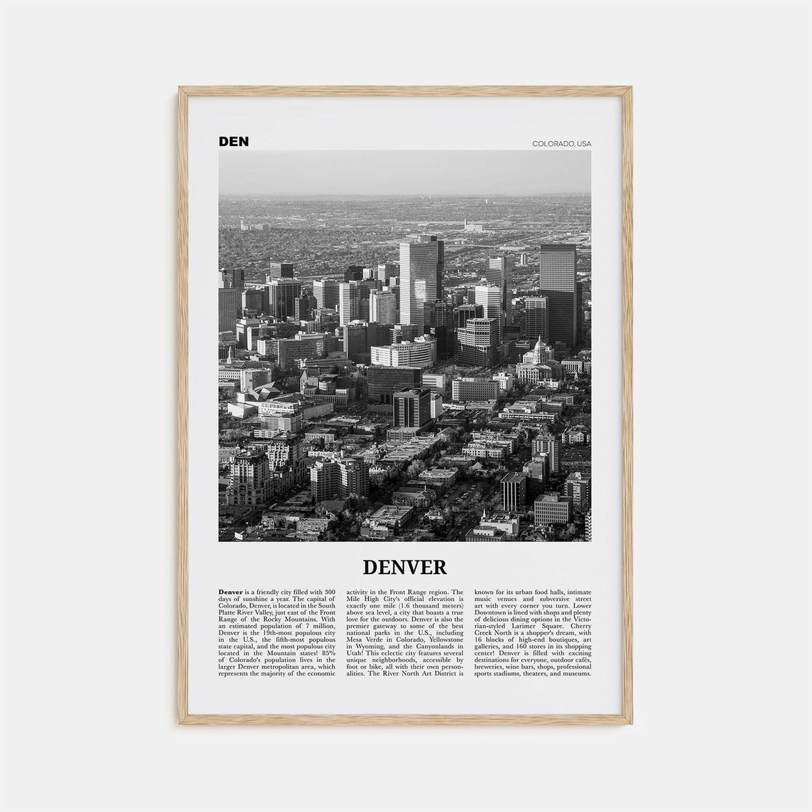 Denver Black and White No. 3 Travel Poster