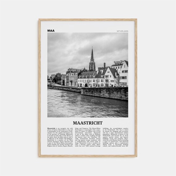 Maastricht Black and White Travel Poster, Netherlands