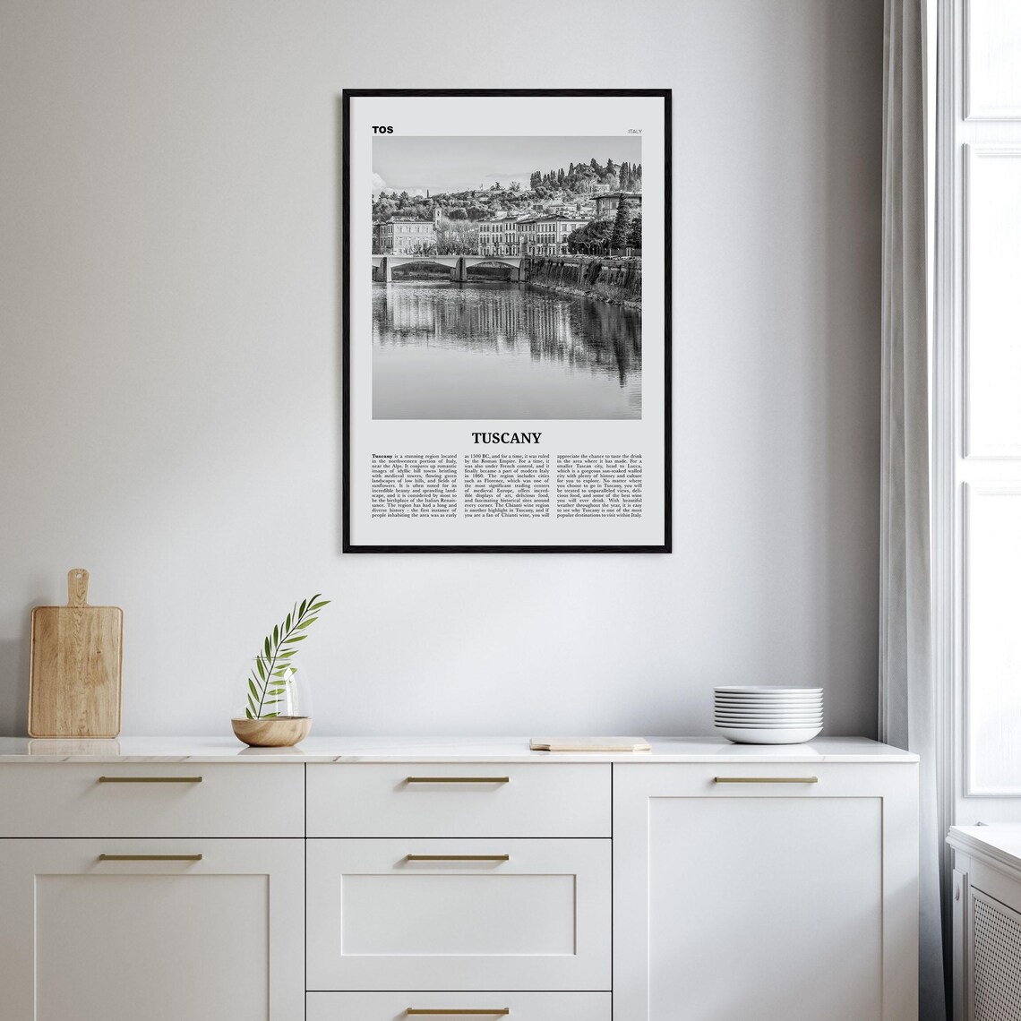 Tuscany, Black And White Travel Poster, Italy - Image 2