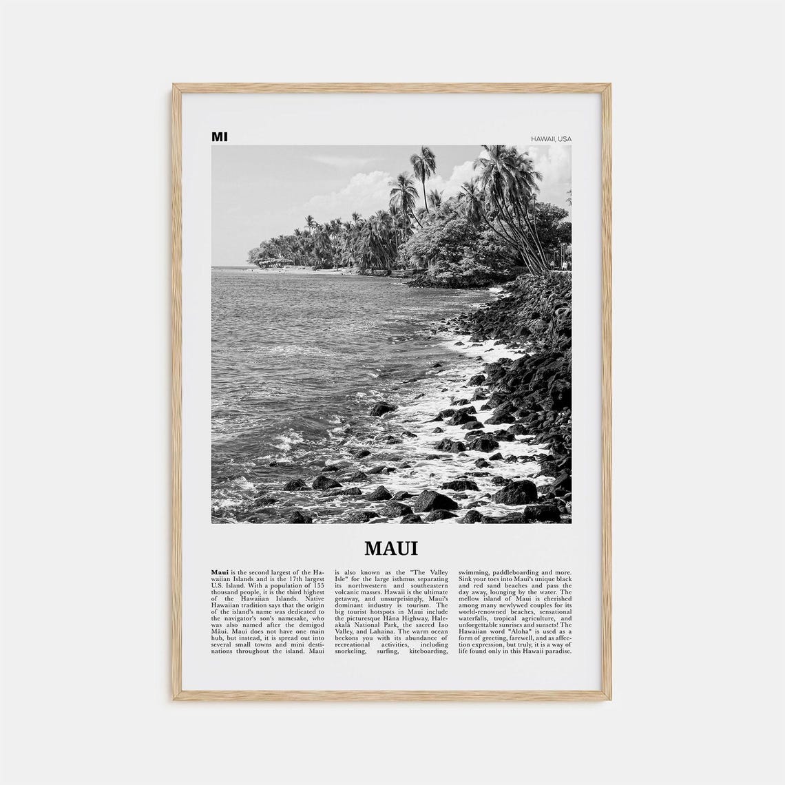 Maui Print Black And White No 3 Maui Wall Art Maui Poster Maui Photo Maui Wall Dcor Hawaii Usa United States North America