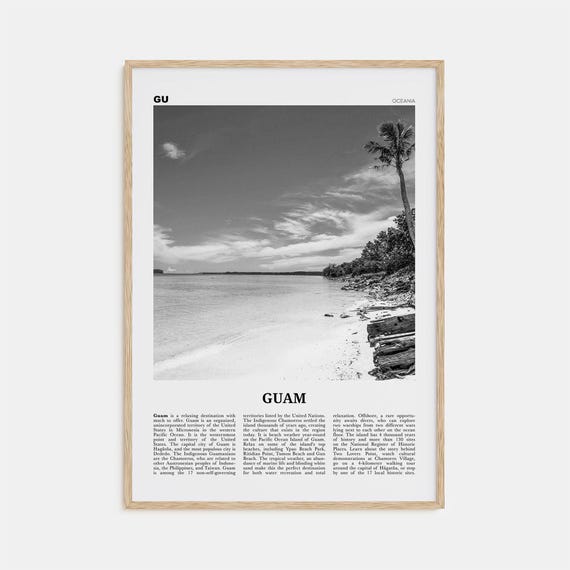 Guam Black and White Travel Poster, Dededo Oceania