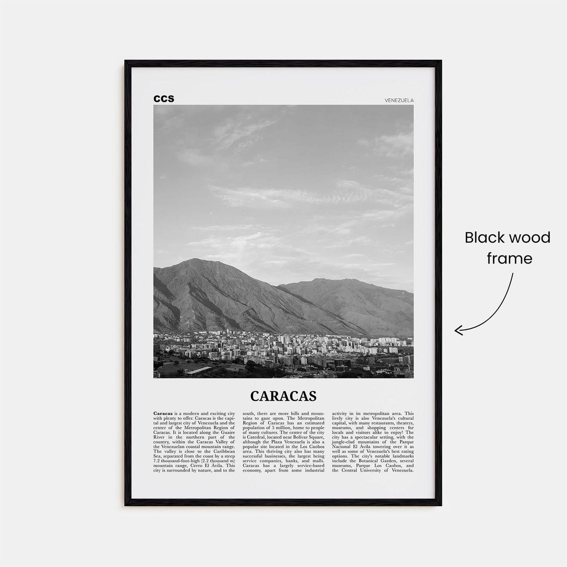 Caracas Print Black And White No 4 Caracas Wall Art Caracas Poster Caracas Photo Caracas Wall Dcor Caracas Map Venezuela - Image 3