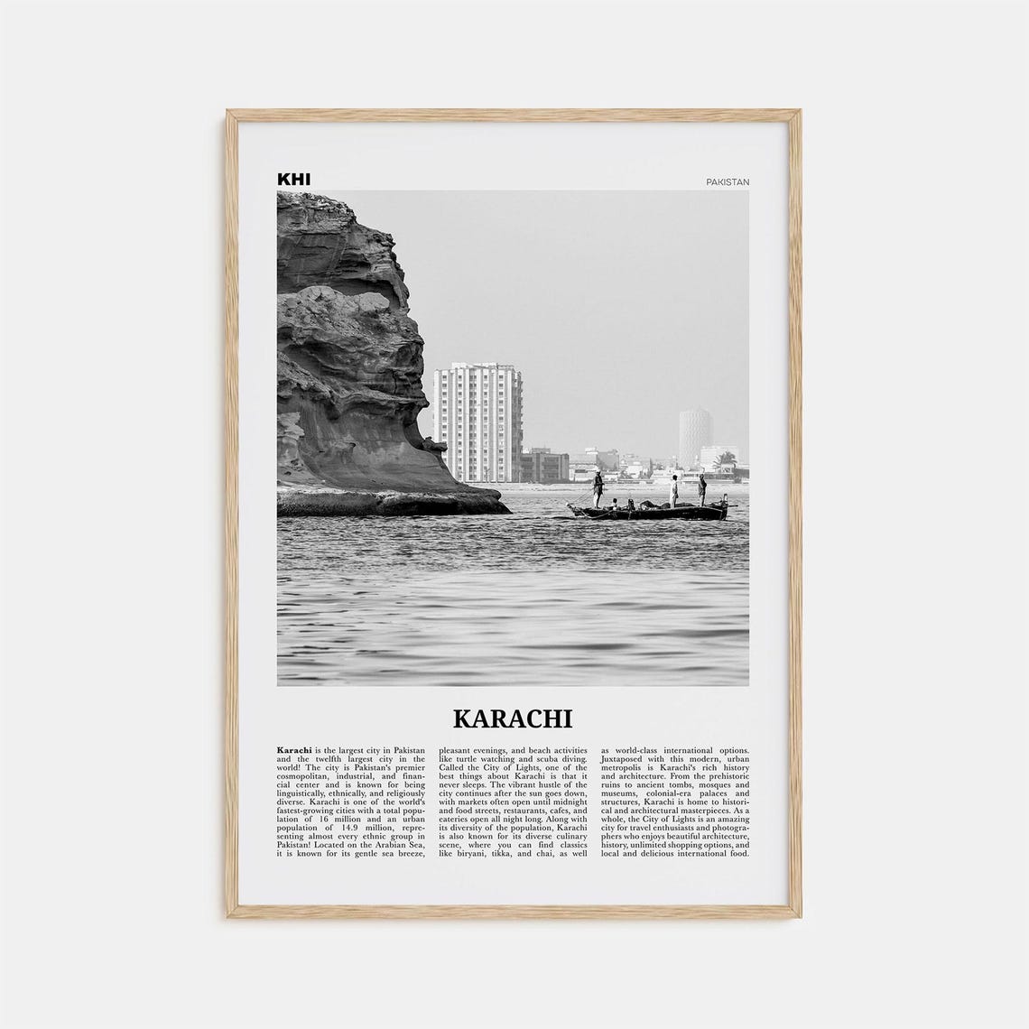 Karachi Black and White No. 1 Travel Poster, Pakistan